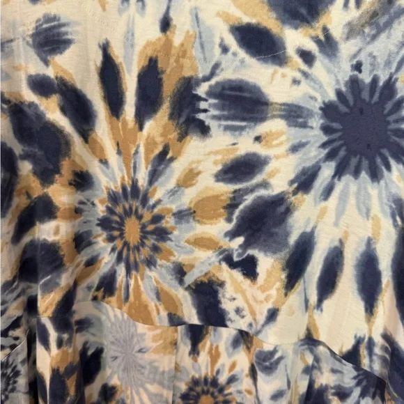 Ruby Rd. Blue & Gold Tie Dye Sharkbite Hem Tunic Top Size XL NWOT - Picture 7 of 7